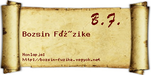 Bozsin Füzike névjegykártya